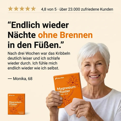Kundin mit Feltra Magnesium-Pflaster, 4,8 von 5 Sternen